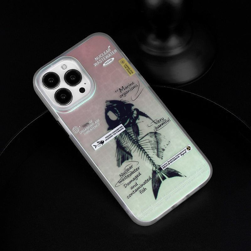 Load image into Gallery viewer, Apple iPhone 13/Pro/Pro Max fishbone specimen design style with laser engraving technique Shockproof Fashion Series Case
