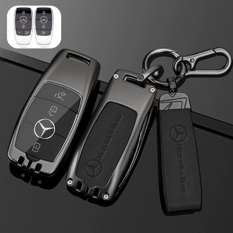 Load image into Gallery viewer, Mercedes Benz Alloy + Leather Protection Car Key Fob Case Cover For Benz A, B, C, E, S, G-Class, GLA, GLB, GLC, GLE, GLS, CLA, CLS, EQC - i-Station Mobile Phone &amp; Electronic Device Repair and Accessories
