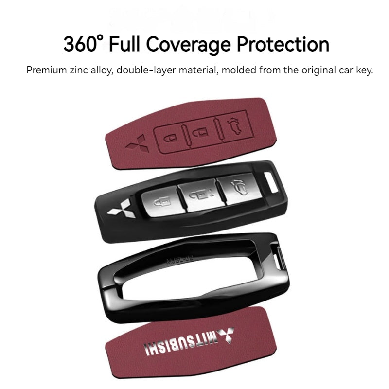 Load image into Gallery viewer, Mitsubishi Zinc Alloy PU Leather Car Key Fob Case Cover For Outlander - i-Station Mobile Phone &amp; Electronic Device Repair and Accessories
