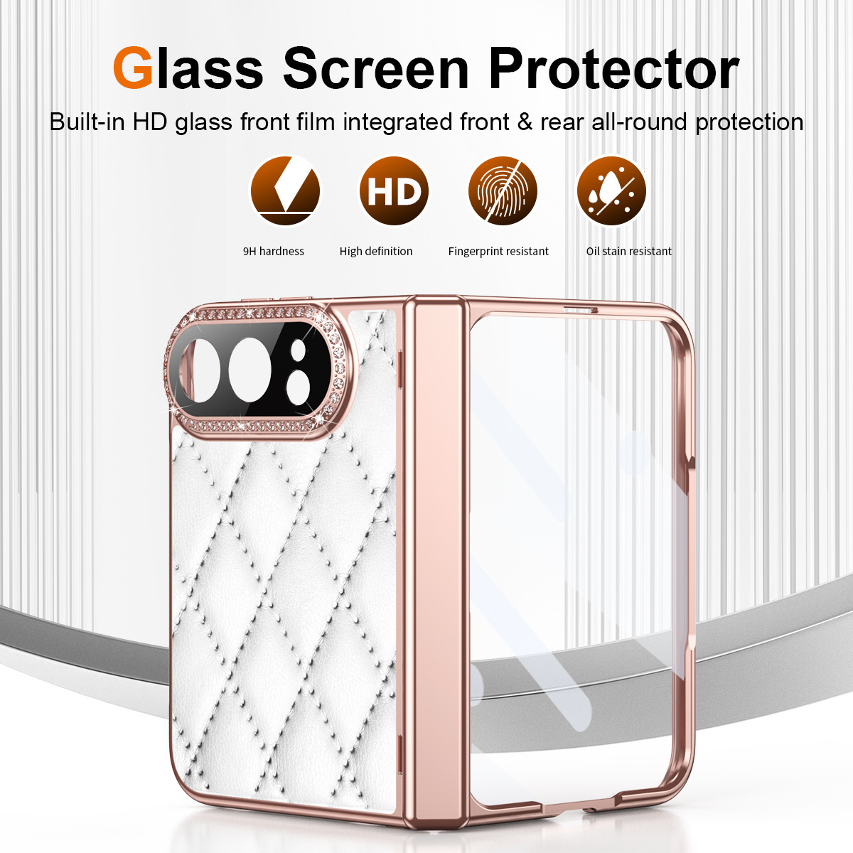 Apple iPhone Duo - Luxury Diamond Leather-Textured Folding Case with Hinge Protection - i-Station Mobile Phone & Electronic Device Repair and Accessories