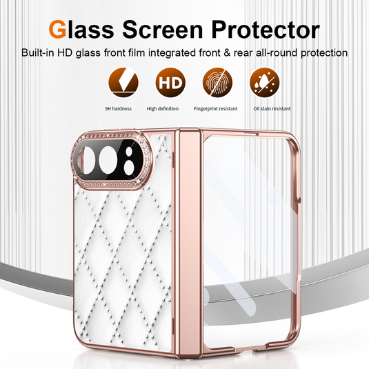 Apple iPhone Ultra / Fold - Luxury Diamond Leather-Textured Folding Case with Hinge Protection