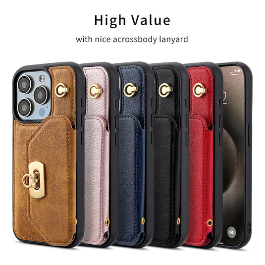 [With Card Slot] Apple iPhone 11 Lock Buckle Leather Shockproof Wallet Series Case