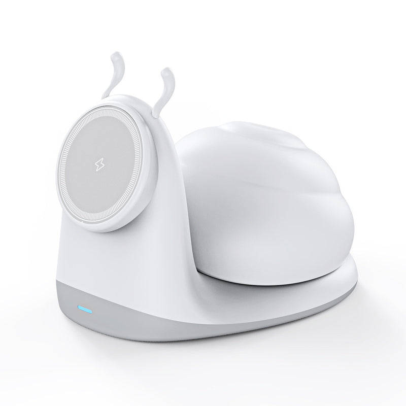 Load image into Gallery viewer, 15W Snail-Shaped Magnetic Wireless Charger &amp; Night Light – 2-in-1 for iPhone - i-Station Mobile Phone &amp; Electronic Device Repair and Accessories
