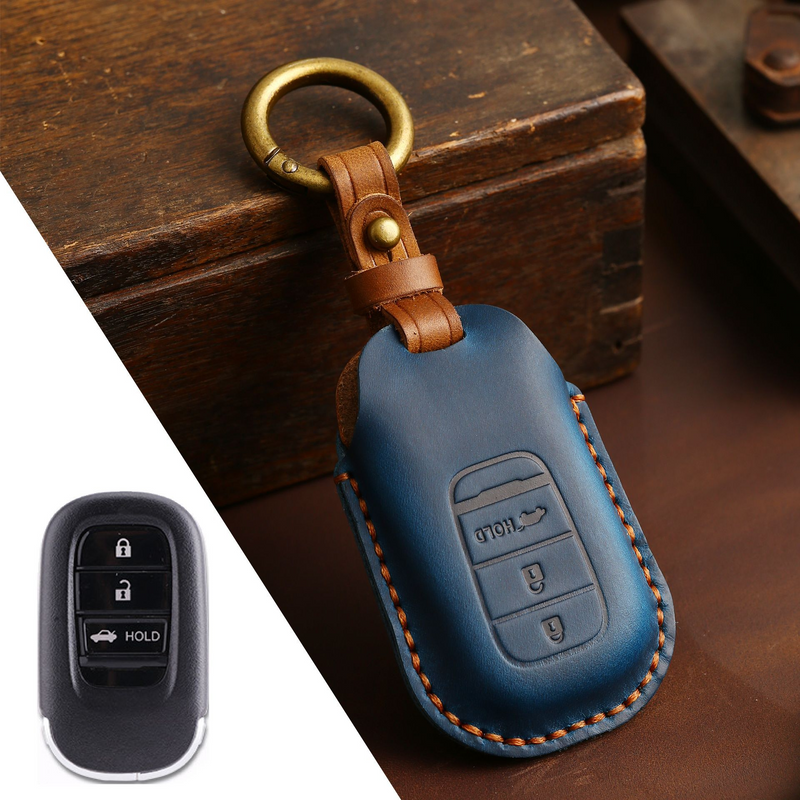 Load image into Gallery viewer, Honda Handcrafted Genuine Leather Car Key Fob Case Cover For CR-V, Accord, Civic, HR-V, Pilot
