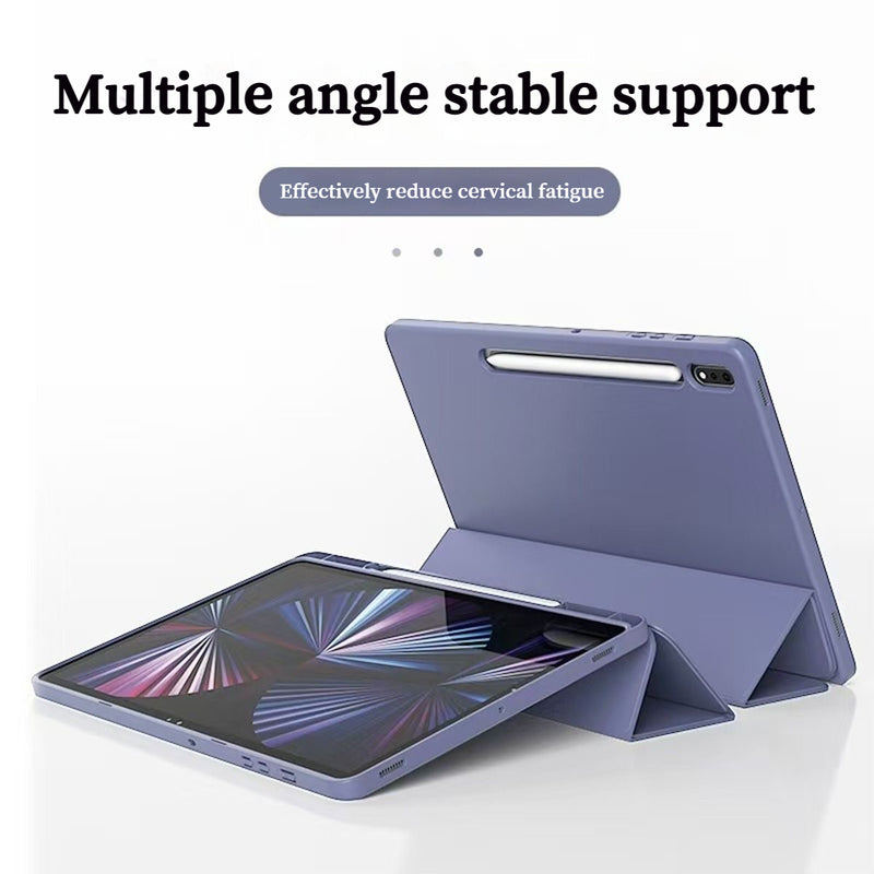 Load image into Gallery viewer, [With Pen Slot] Samsung Galaxy Tab S9 Plus &amp; S9 FE Plus (2023) 12.4&quot; - Solid Color Multi-angle TPU Flip Cover Case
