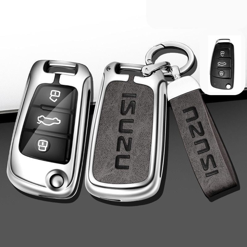 Load image into Gallery viewer, Isuzu Alloy + PU Leather Protection Car Key Fob Case Cover For D-MAX, MU-X, MUX
