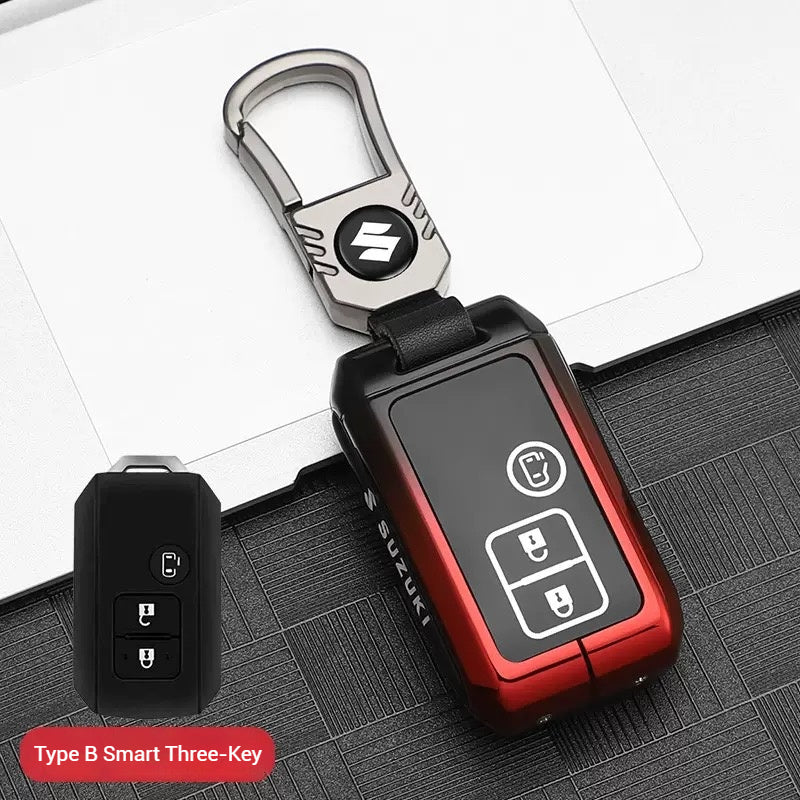Load image into Gallery viewer, Suzuki Zinc Alloy + Silicone Car Key Fob Case Cover For Dzire, Ertiga, Vitara, Brezza, Baleno, Hustler, Jimny
