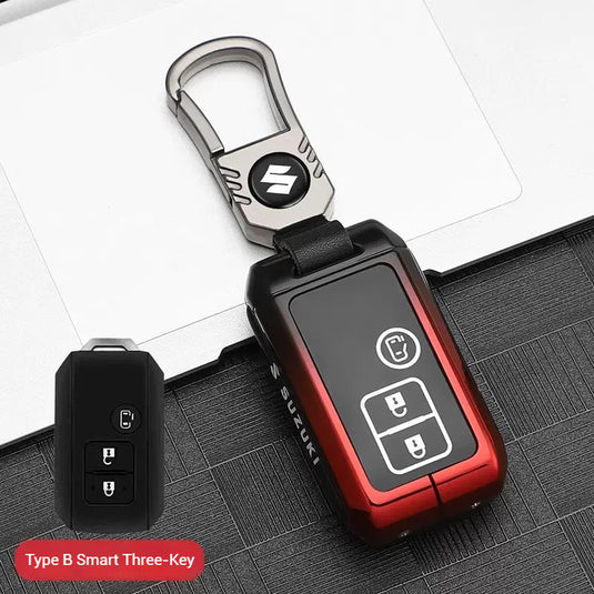 Suzuki Zinc Alloy + Silicone Car Key Fob Case Cover For Dzire, Ertiga, Vitara, Brezza, Baleno, Hustler, Jimny
