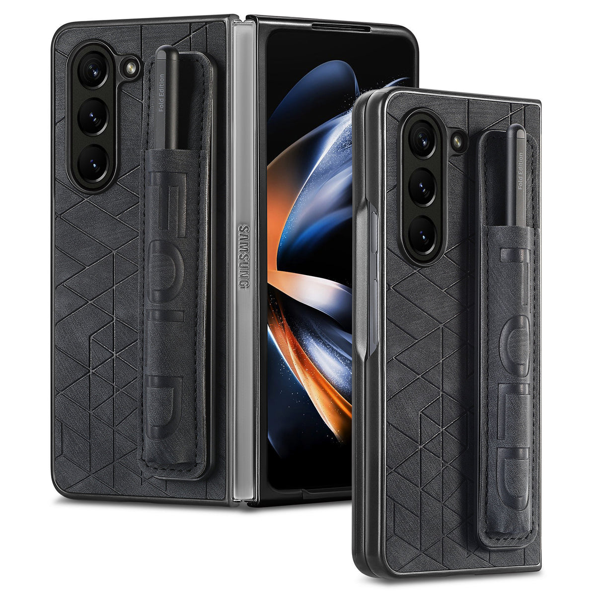 [With Pen Slot] Samsung Galaxy Z Fold4 (SM-F936) Foldable Vegan Leather Shockproof Case - i-Station Mobile Phone & Electronic Device Repair and Accessories