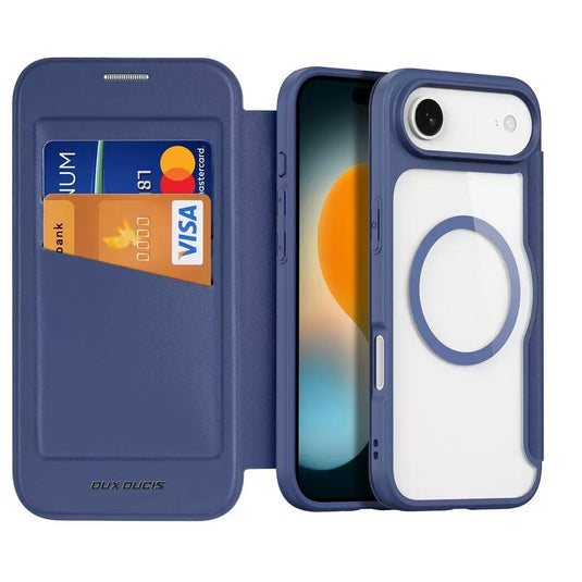 [With Card Slot][Magsafe Compatible] Apple iPhone Air - Magnetic Catch Transparent Flip PU Leather Wallet Series Case