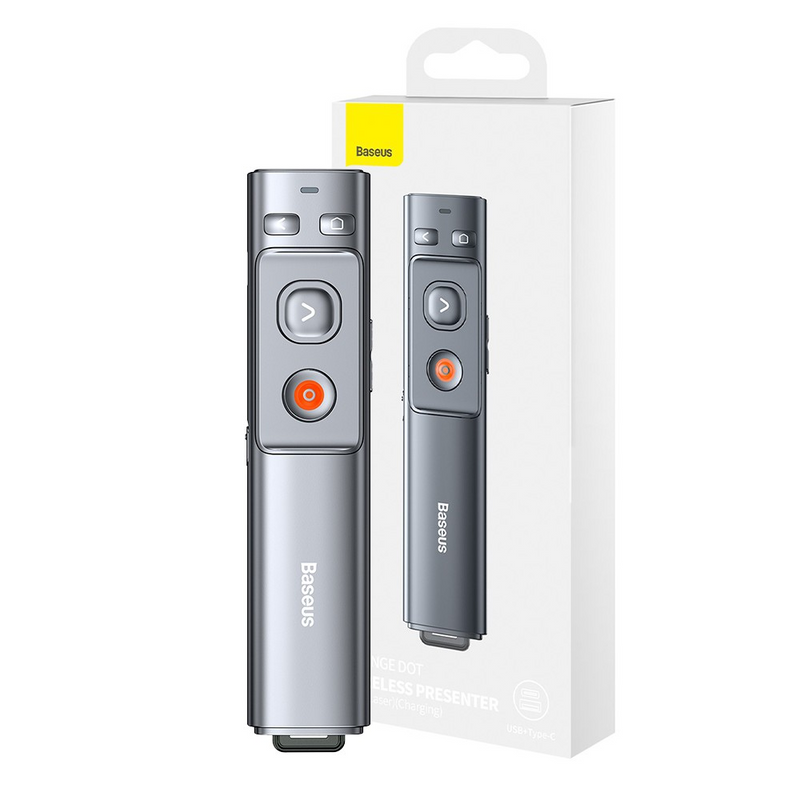Load image into Gallery viewer, Baseus Orange Dot Wireless Presenter (Red Laser) (Charging Version) - Grey - i-Station Mobile Phone &amp; Electronic Device Repair and Accessories
