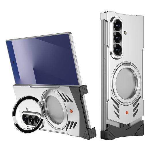 Samsung Galaxy Z Fold7 (SM-F966) - Borderless Aluminum Alloy Leather Snap Metal Case