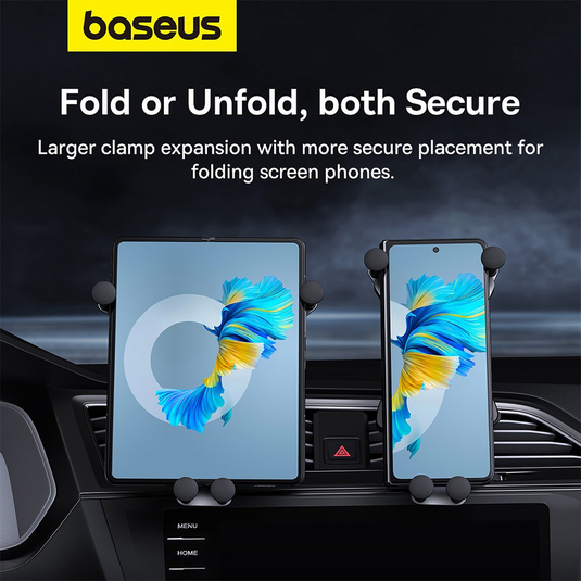 Baseus Ultra Control Mega Series Folding Screen Phone Car Mount - Cluster Black