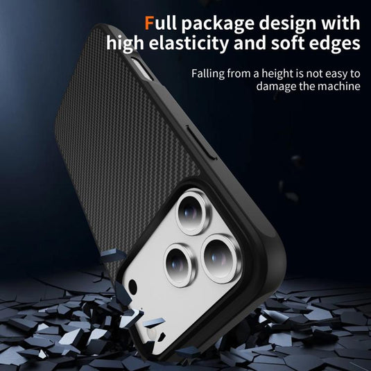 iPhone 17/Air/Pro/Pro Max Kevlar Carbon Fiber Texture Shockproof Heavy Duty Case with Hidden MagSafe Magnetic