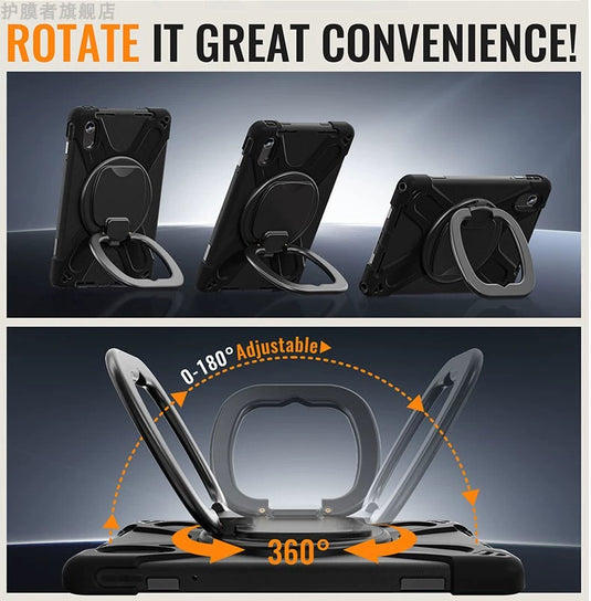 [With Shoulder Strap] Lenovo Idea Tab 11” 2025 (TB336FU/TB336ZU) - 360 Degree Rotation Heavy Duty EVA Kid Friendly Ring Holder Stand Case