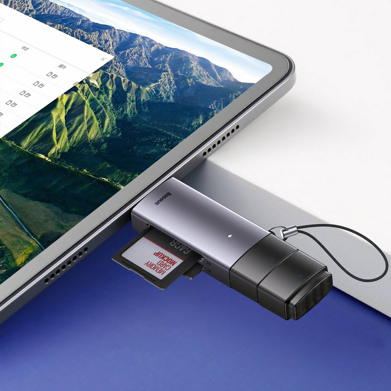 Load image into Gallery viewer, Baseus Lite Series USB-A &amp; Type-C to SD/TF Card Reader (WKQX060113) - Dark Gray - i-Station Mobile Phone &amp; Electronic Device Repair and Accessories
