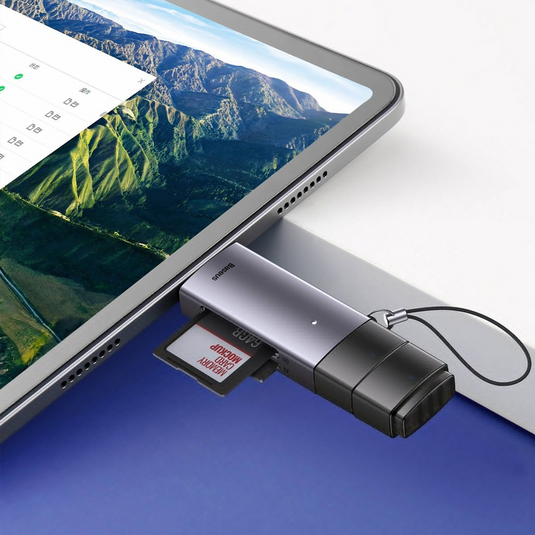 Baseus Lite Series USB-A & Type-C to SD/TF Card Reader (WKQX060113) - Dark Gray - i-Station Mobile Phone & Electronic Device Repair and Accessories