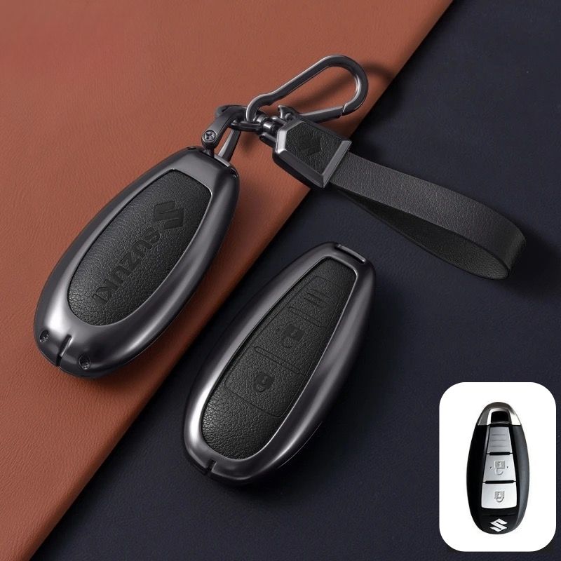 Load image into Gallery viewer, Suzuki Zinc Alloy Geuine Leather Car Key Fob Case Cover For Swift, Vitara, Baleno, Ciaz, SX4,  S-Cross, Jimny, Baleno, Ertiga
