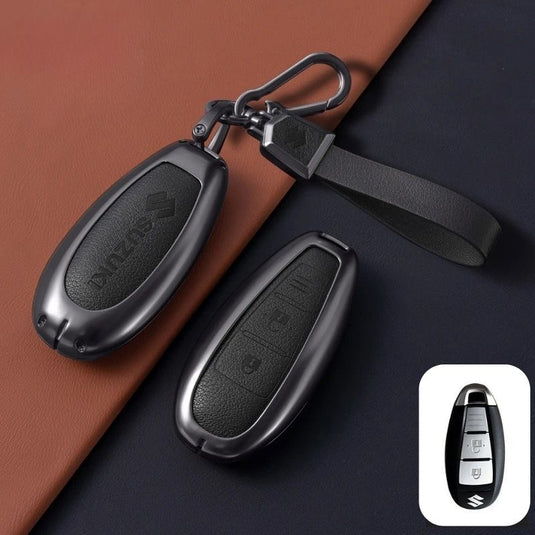 Suzuki Zinc Alloy Geuine Leather Car Key Fob Case Cover For Swift, Vitara, Baleno, Ciaz, SX4,  S-Cross, Jimny, Baleno, Ertiga