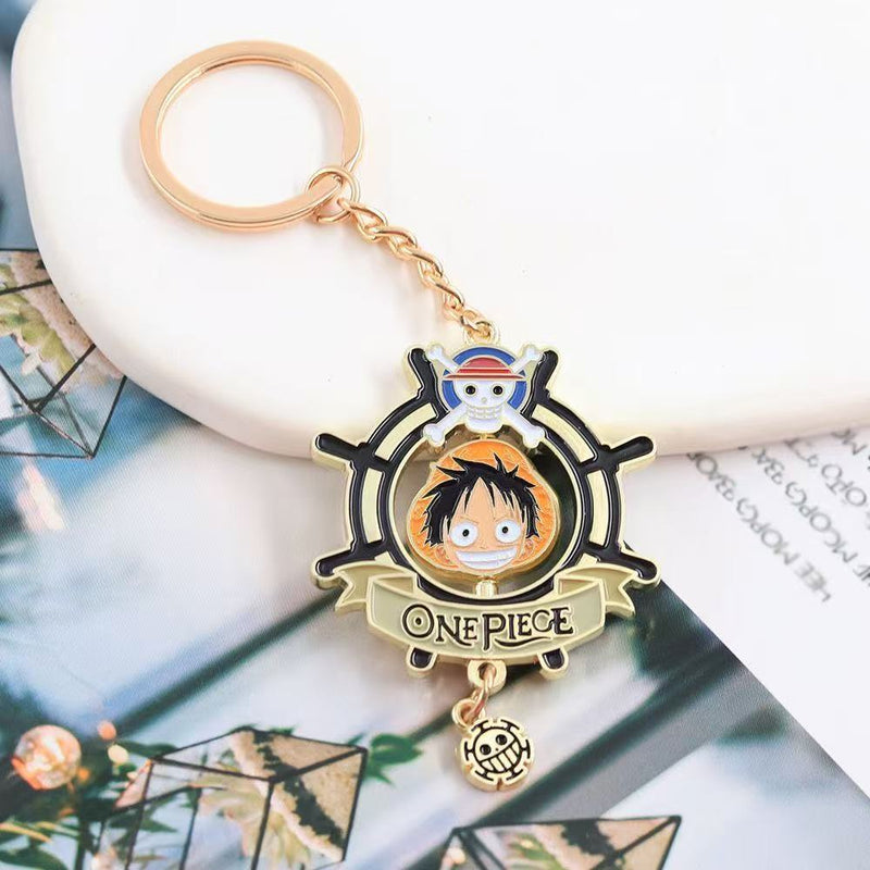 Load image into Gallery viewer, One Piece Anime Pirates Monkey D. Luffy Keychain Rotating Keychain

