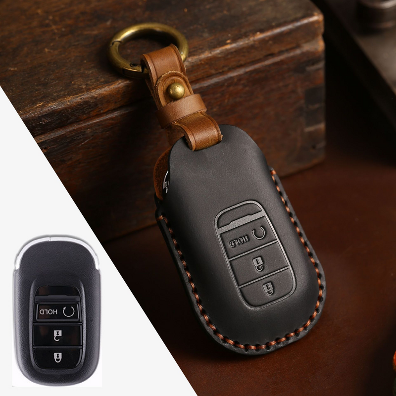Load image into Gallery viewer, Honda Handcrafted Genuine Leather Car Key Fob Case Cover For CR-V, Accord, Civic, HR-V, Pilot
