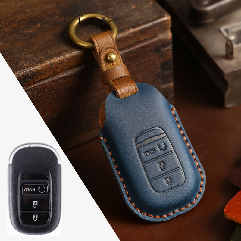 Load image into Gallery viewer, Honda Handcrafted Genuine Leather Car Key Fob Case Cover For CR-V, Accord, Civic, HR-V, Pilot
