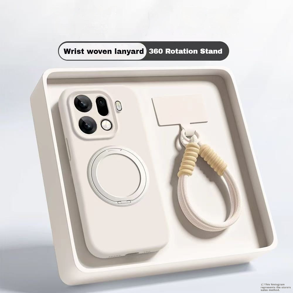 [Magsafe Compatible] OPPO Reno15 & Pro - Premium 360° Magnetic Rotatable Stand Liquid Silicone Case with Braided Lanyard - i-Station Mobile Phone & Electronic Device Repair and Accessories