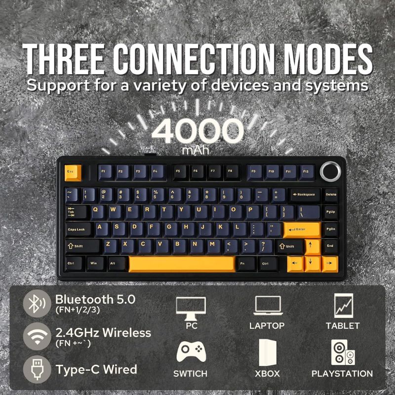 Aula F75 Gasket Mechanical Keyboard, 75% Wireless Hot Swappable Gaming Keyboard with Five-Layer Padding&Knob, Bluetooth/2.4GHz/USB-C, RGB - i-Station Mobile Phone & Electronic Device Repair and Accessories