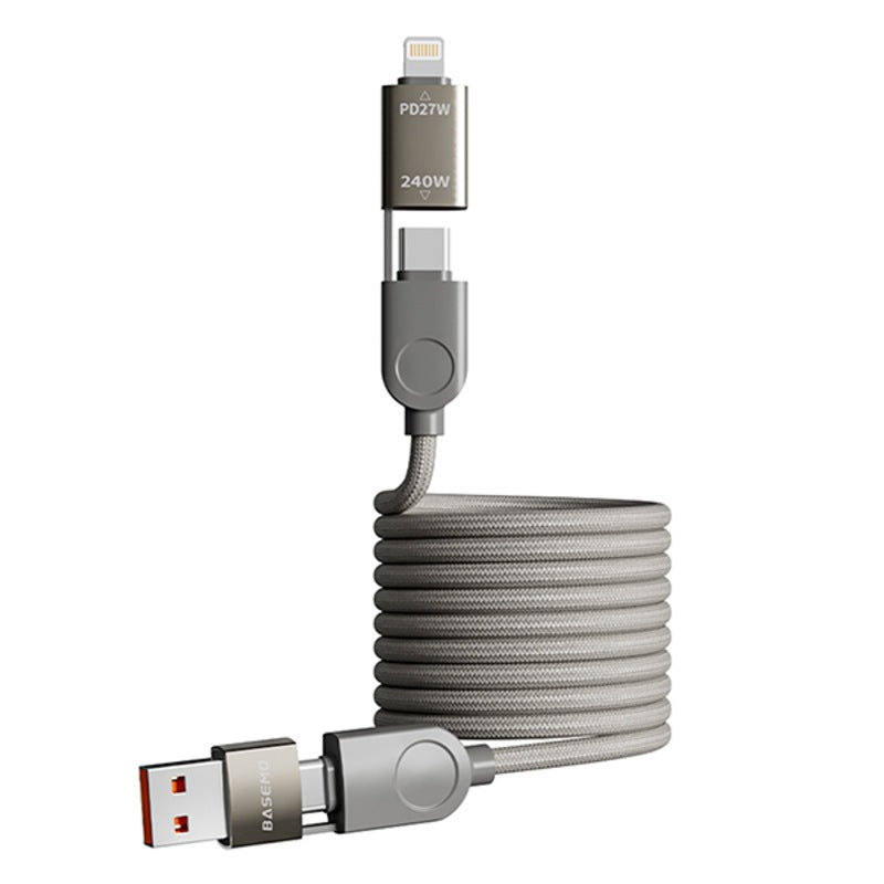 Load image into Gallery viewer, [4in1] 240W Lightning Magnetic Cable Fast Charging for Apple iPhone 16 Pro Max / 16 Pro / 16 Plus PVC Braided Type-C Charger Cord 1.2M
