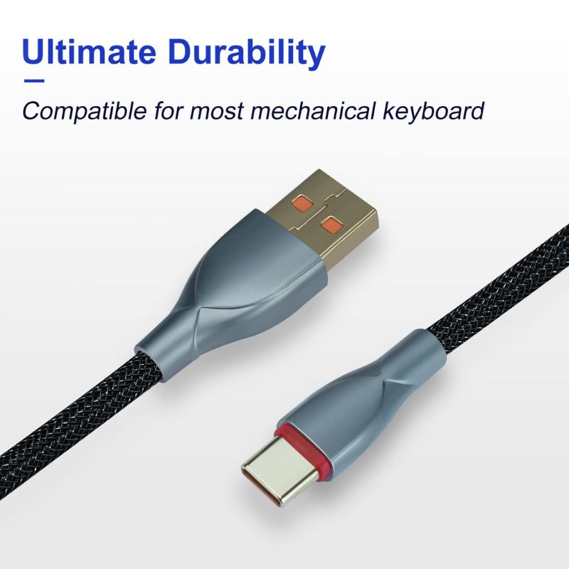 Load image into Gallery viewer, Custom Coiled 1.8M USB C Cable for Gaming Keyboard, Double-Sleeved Mechanical Keyboard Cable with Detachable Metal Aviator
