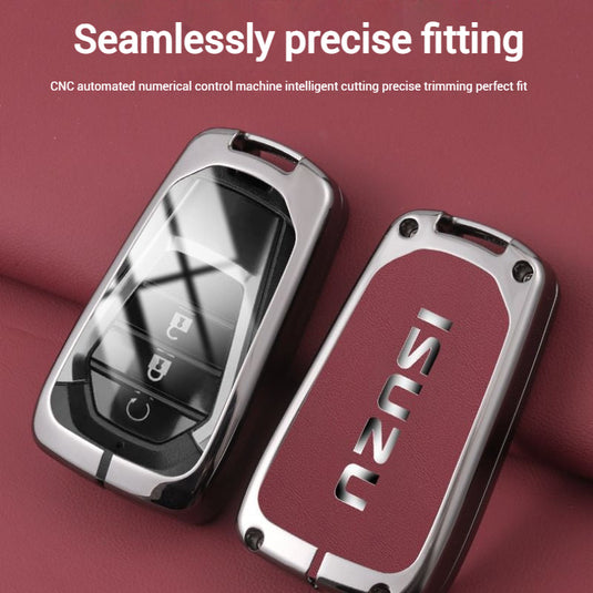Isuzu Zinc Alloy PU Leather Car Key Fob Case Cover For D-MAX, MUX