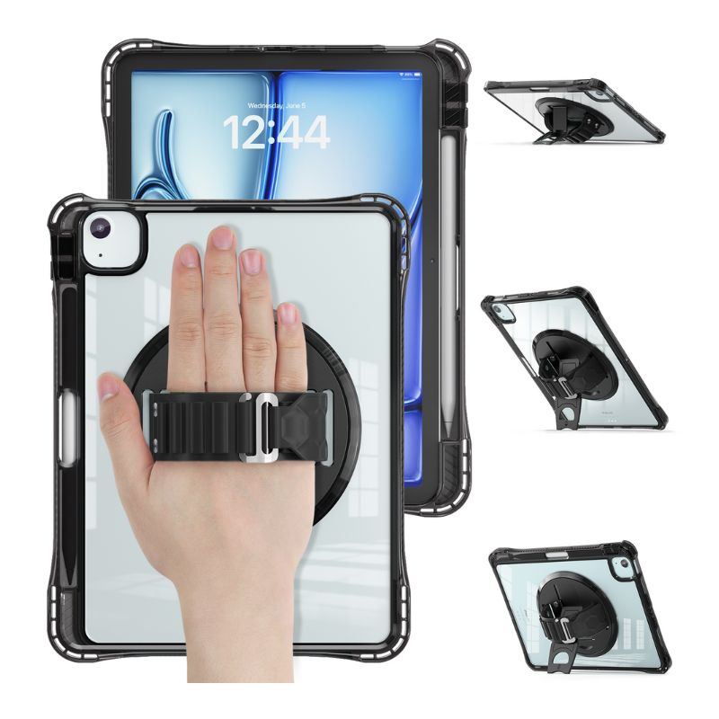 Load image into Gallery viewer, [With Pen Slot] [Built-in Stand] Apple iPad 10th (2022) 10.9&quot; - 360 Degree Acrylic Transparent Rotation Heavy Duty Series Case With Starp
