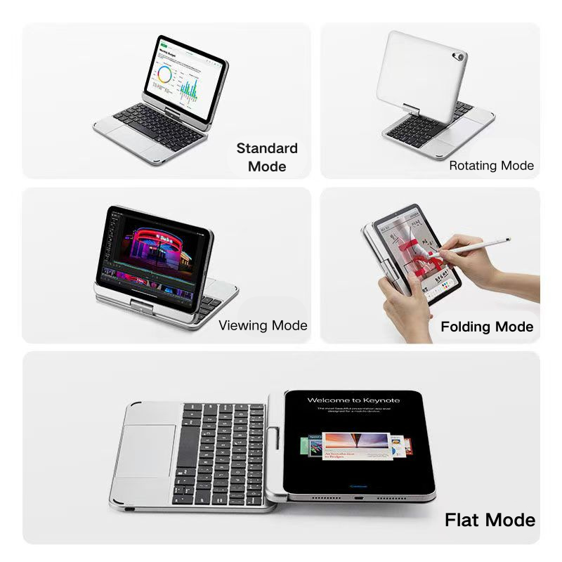 Load image into Gallery viewer, [Magntic Keyboard] Apple iPad Mini 6/7 8.3&#39;&#39; 6/7th Gen (2021/2024) 360° Rotating Wireless Touchpad Keyboard Flip Cover Case No Frame
