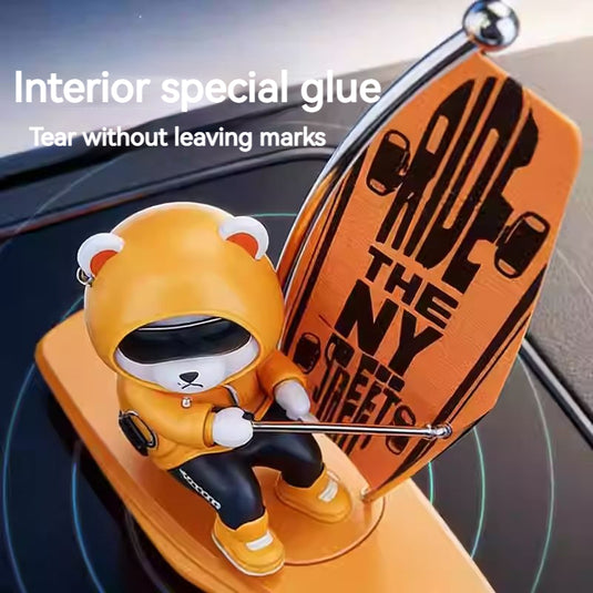 Surfing Bear Dashboard Ornament – Fun, Cute & Moves with Your Car