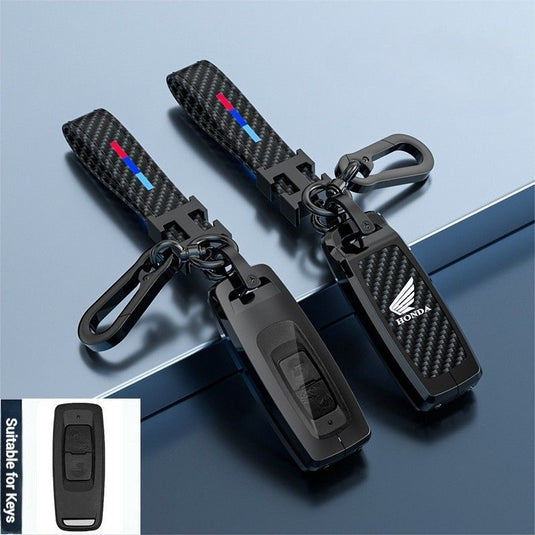 Honda Motorcycle Zinc Alloy + Carbon Fiber Texture Car Key Fob Case Cover For PCX 125, PCX 150, PCX 160, X-ADV, Forza 125, Forza 300, Forza 350, Forza 750, SH125, SH150, SH300, SH350, Scoopy