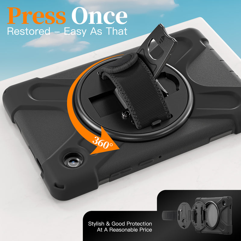 Load image into Gallery viewer, Samsung Galaxy Tab A11  (2025) 8.7&quot; - Heavy Duty 360 Degree Rotate Stand Hand Strap Case With Shoulder Strap
