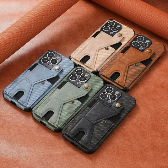 [Built-in Stand][With Card Slot] Apple iPhone X/XS/XR/XS Max K-shaped Stand Anti-shock Wallet Series Case