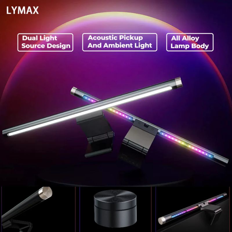 Load image into Gallery viewer, LYMAX RGB Computer Monitor Light Bar with Remote Control, Eye-Care for Desktop Space Saving and Gaming Home Office
