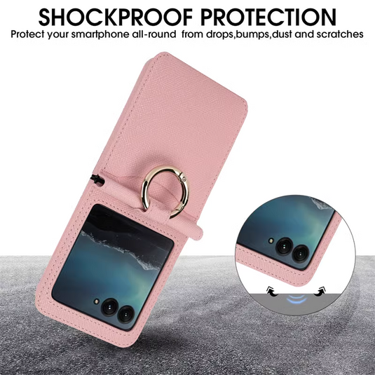 [With Card Solt][Built-in Ring Bracket] Motorola Moto Razr 40/Ultra Ultra-thin Full Protective Shockproof Genuine Leather Series Case