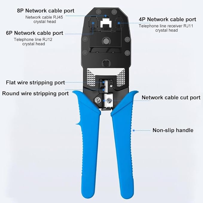 Load image into Gallery viewer, [99 in 1] Portable Self-adjusting 4P/6P/8P Crimping Pliers Wire Cable End Sleeve Ferrule Cutter Crimper Network Ethernet Internet Cable Clamp Tool Tester Set - Polar Tech Australia
