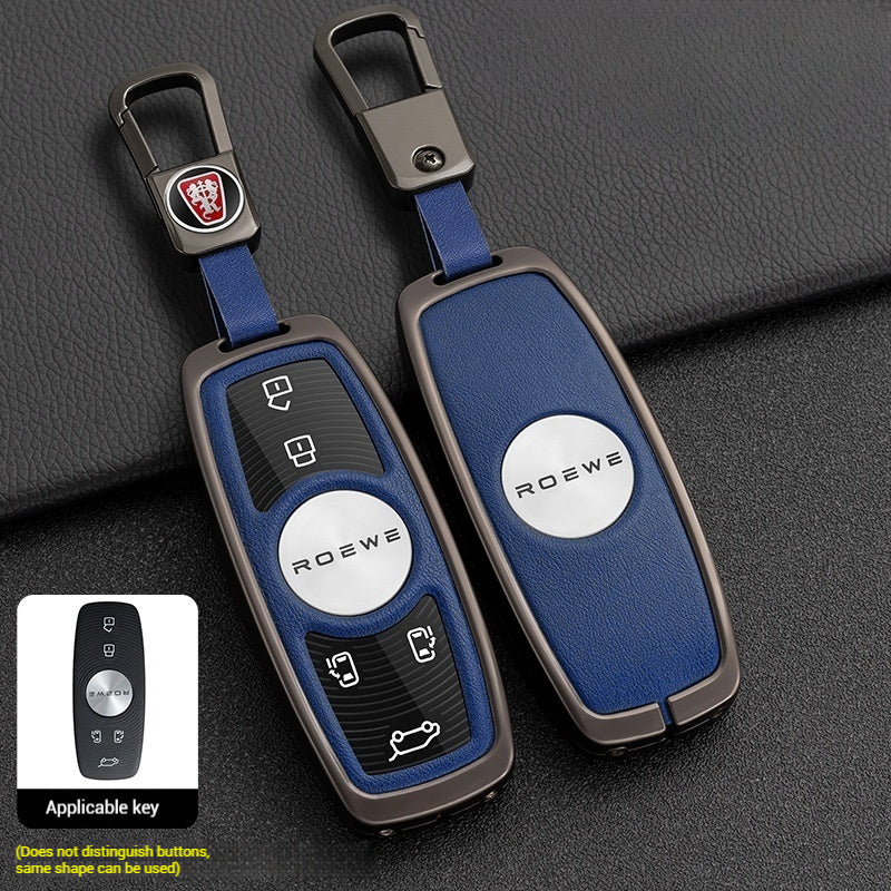 Load image into Gallery viewer, Roewe Zinc Alloy + Leather Car Key Fob Case Cover For Ei5, ERX5, eRX5, MARVEL X, i6, iMAX8
