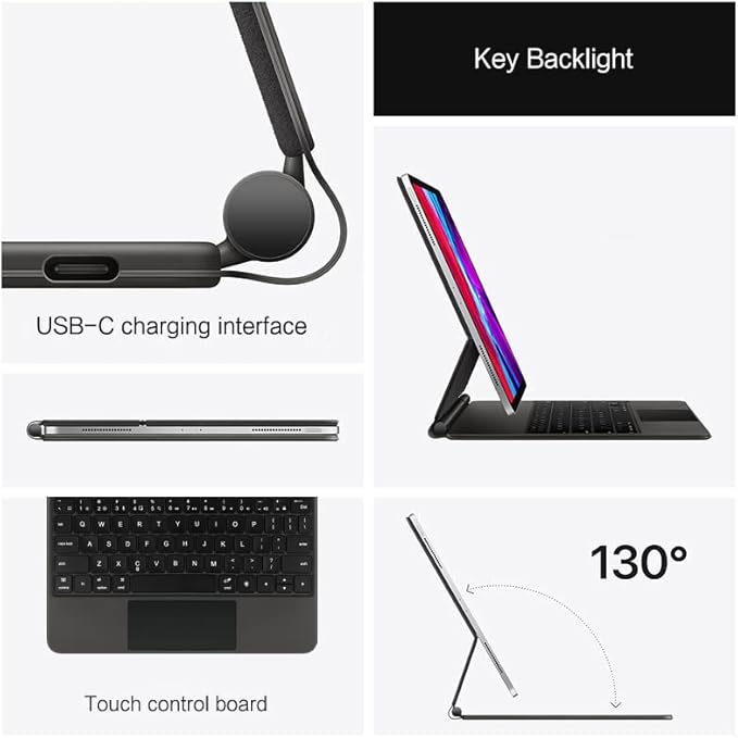 Load image into Gallery viewer, Apple iPad Mini 8.3&#39;&#39; 6/7th Gen (2021/2024) - Easy-Set Floating Cantilever Stand Precision Multi-Touch Trackpad Smart Wireless Keyboard Case With Backlit Keys
