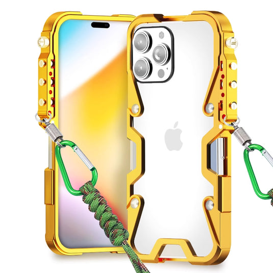 [With Lanyard] Apple iPhone 16 / Plus / Pro / Pro Max Metal Phone Border Mechanics Series Case