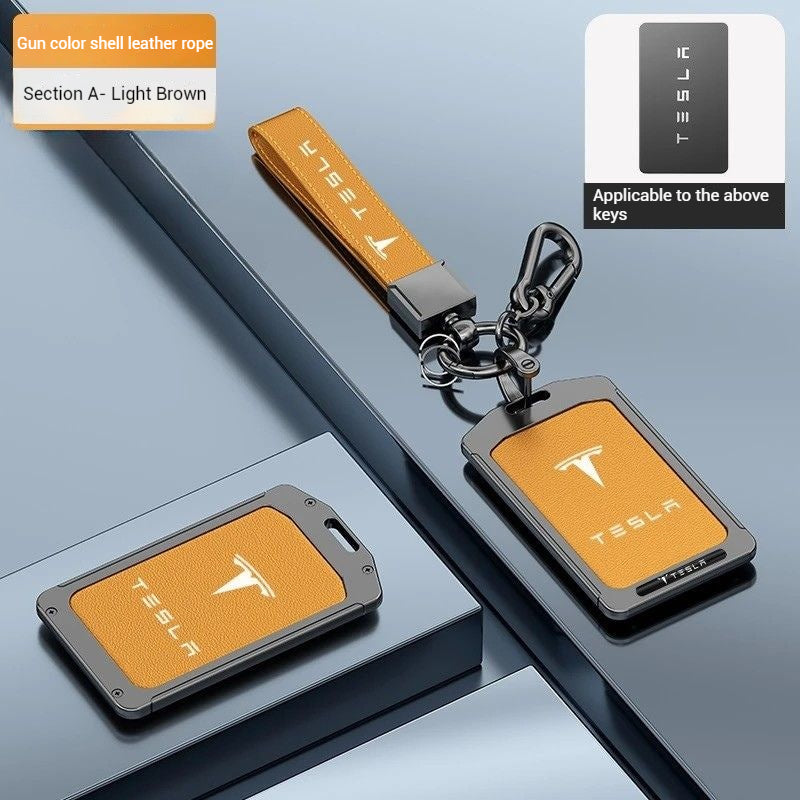 Load image into Gallery viewer, Tesla Alloy-Framed Leather Card Key Case for Model 3 &amp; Model Y - i-Station Mobile Phone &amp; Electronic Device Repair and Accessories
