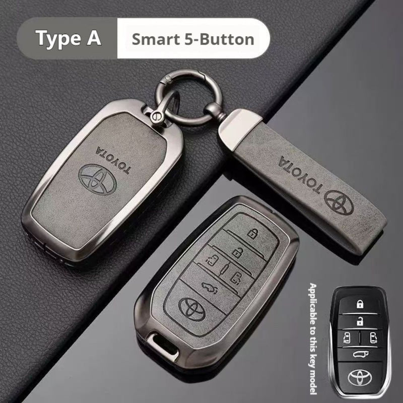 Load image into Gallery viewer, Toyota Zinc Alloy + PU Leather Car Key Fob Case Cover For Camry, RAV4, Highlander, Prado, Crown
