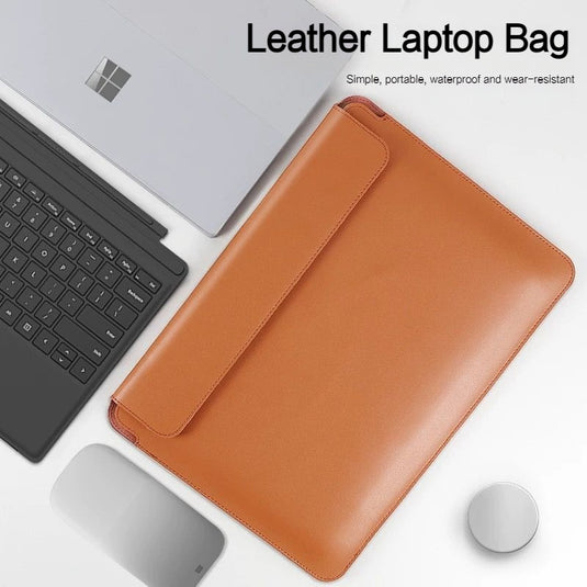 Microsoft Surface Pro 4/5/6/7 12.3” - Portable Flip Cover Genuine Leather Inner Pouch Bag