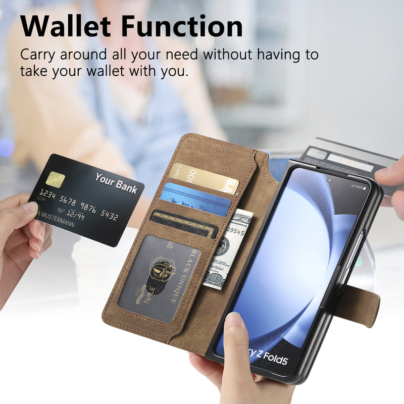 Load image into Gallery viewer, [Magsafe Compatible][Detachable] Samsung Galaxy Z Fold3 SM-F926 Leather Flip Shockproof Wallet Series Case With Card Slot
