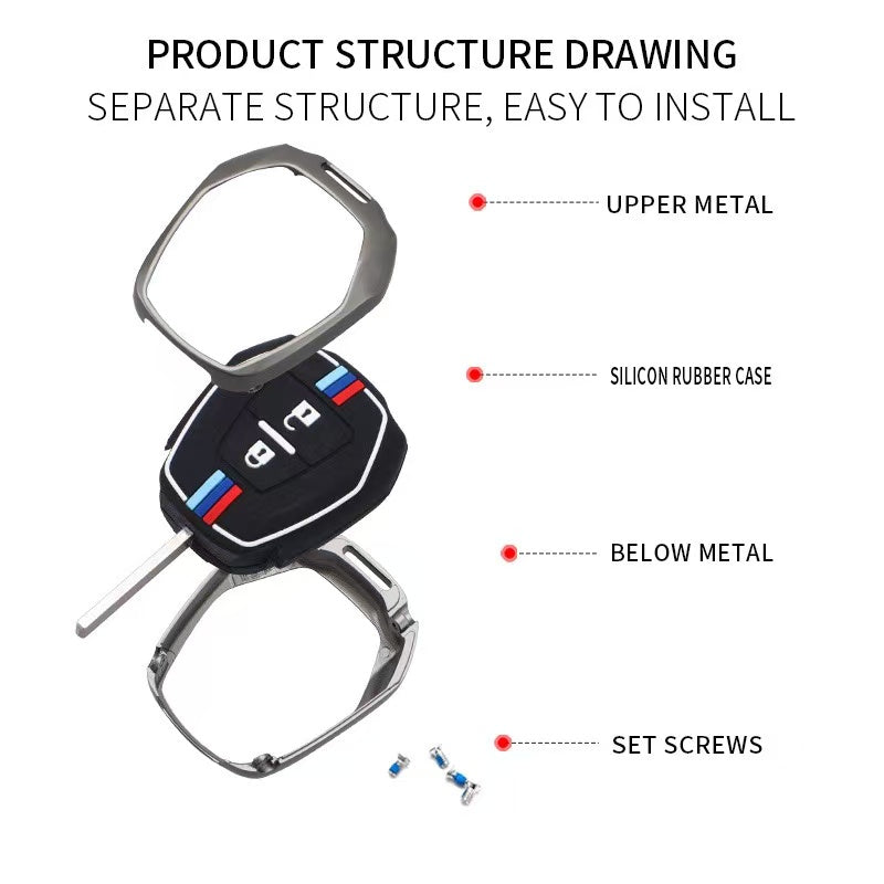 Load image into Gallery viewer, Isuzu Metal Shell &amp; Soft Silicone Full Protection Car Key Fob Case Cover For MU-X, D-MAX
