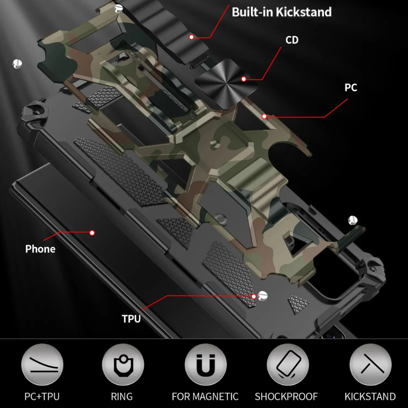 Load image into Gallery viewer, [Built-in Stand] Samsung  Galaxy S24 SM-S921/Plus SM-S926/Ultra SM-S928 Army Camouflage Armor Anti-fall Bracket Protection Heavy Duty Series Case
