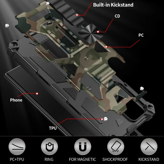 [Built-in Stand] Samsung  Galaxy S24 SM-S921/Plus SM-S926/Ultra SM-S928 Army Camouflage Armor Anti-fall Bracket Protection Heavy Duty Series Case